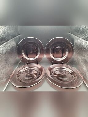 Set of 4 Vintage Amethyst Purple Glass 8" Salad Plates